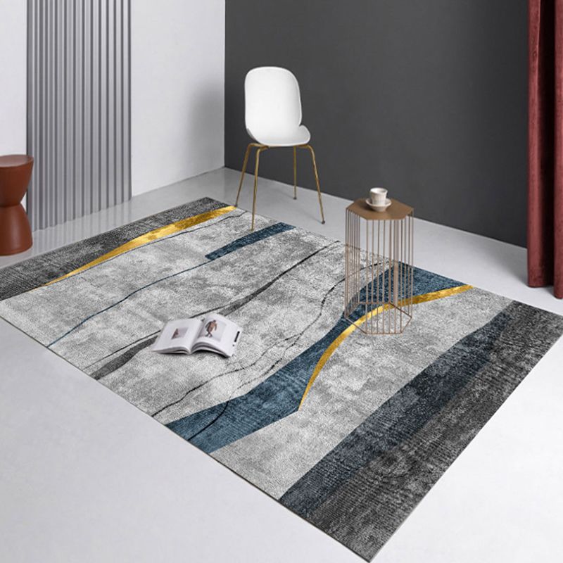 Gray Magnificent Rug Polyester Graphic Indoor Rug Washable Rug for Sitting Room