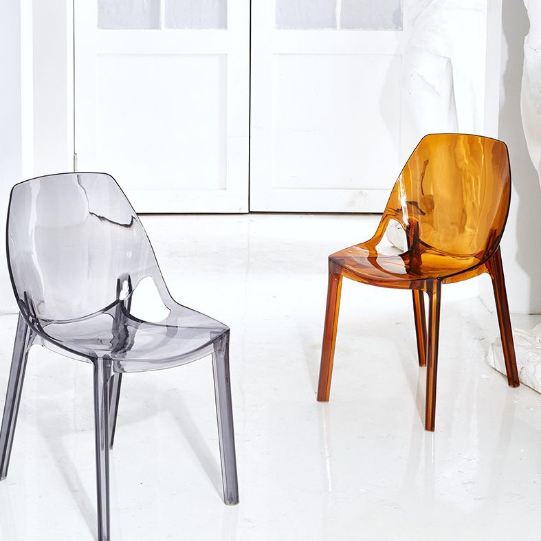 Glam Style Plastic Kitchen Dining Room Chair Set Solid Back Side Chairs
