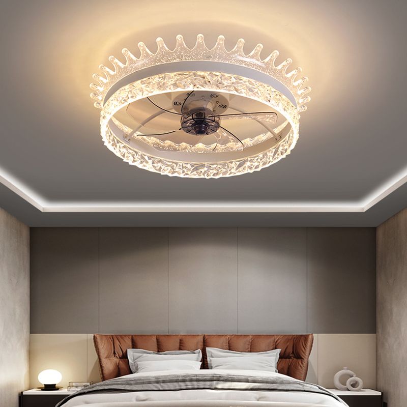 Minimalist LED Ceiling Fan Light Circular Semi Flush Ceiling Light with Acrylic Shade