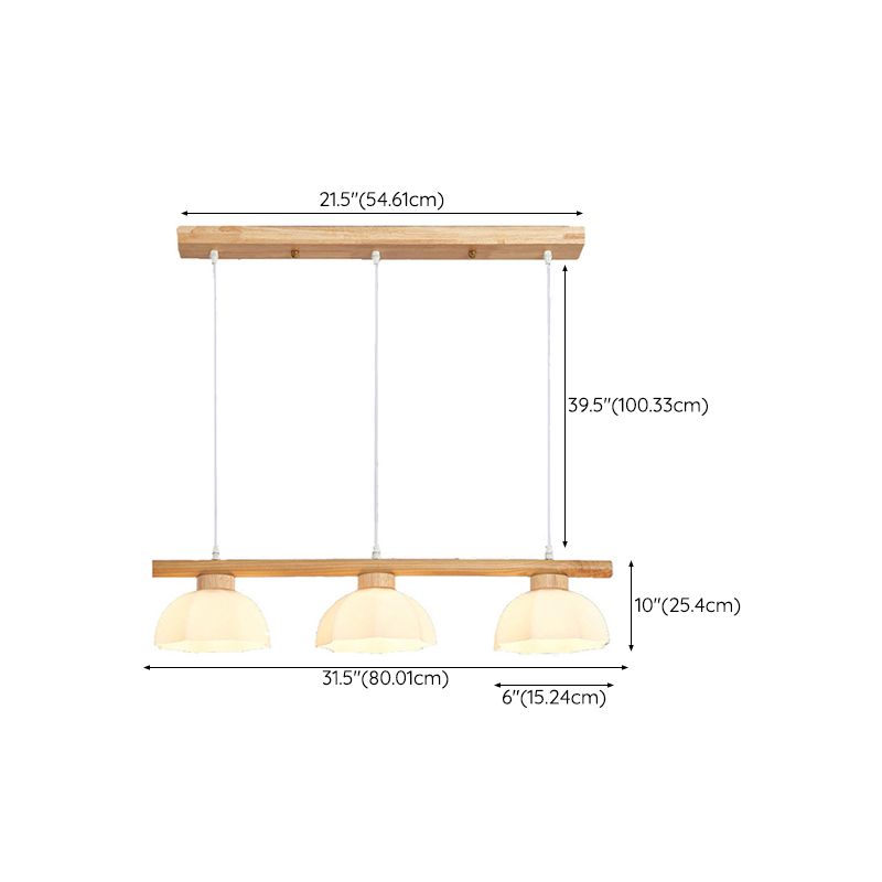 Modernism 3-Light Kitchen Island Lighting Beige Island Pendant Lighting