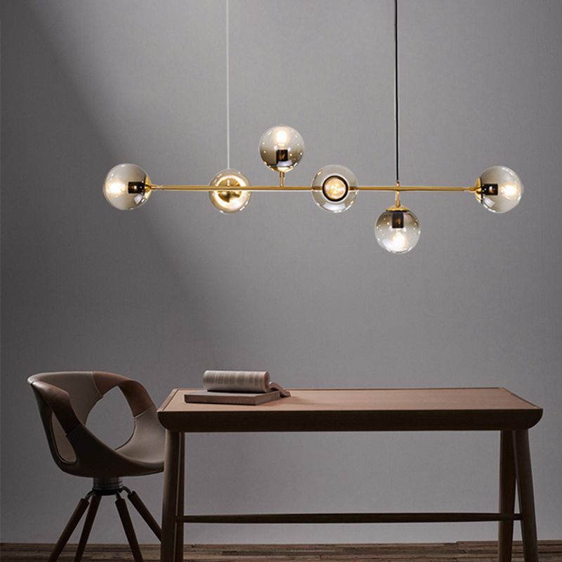 Modern Style Hanging Island Light Glass Ball Hanging Lighting Fixture for Dining Room