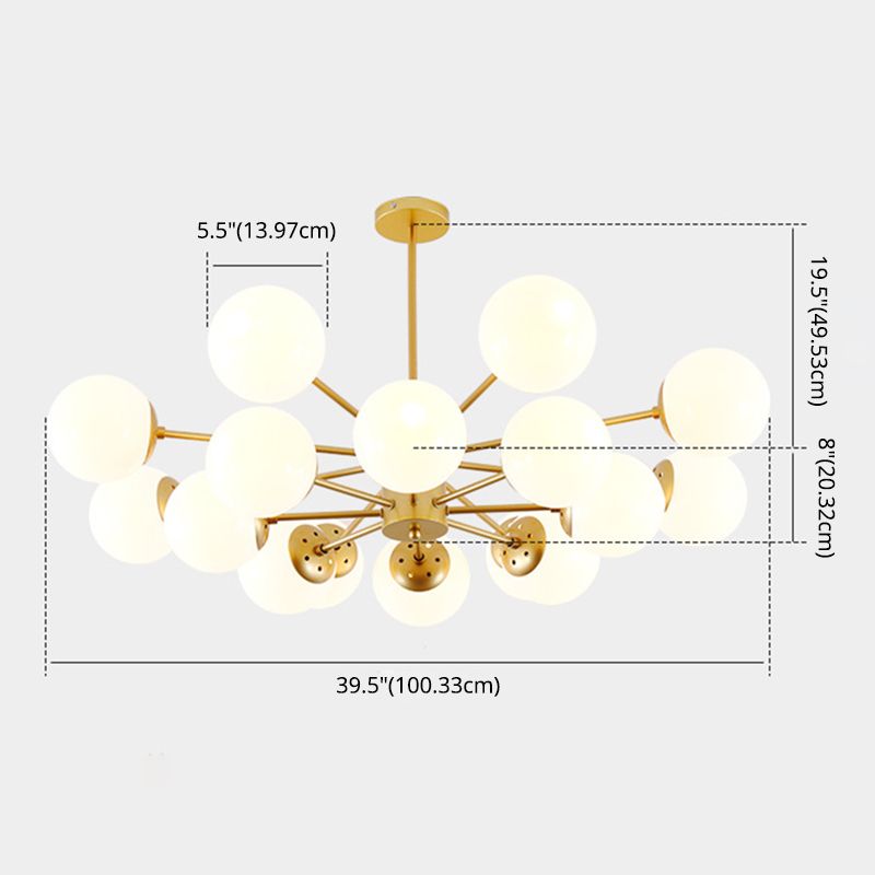 Noordse stijl eenvoud kroonluchter wit glas bol schaduw meerdere lichten suspensielamp voor woonkamer