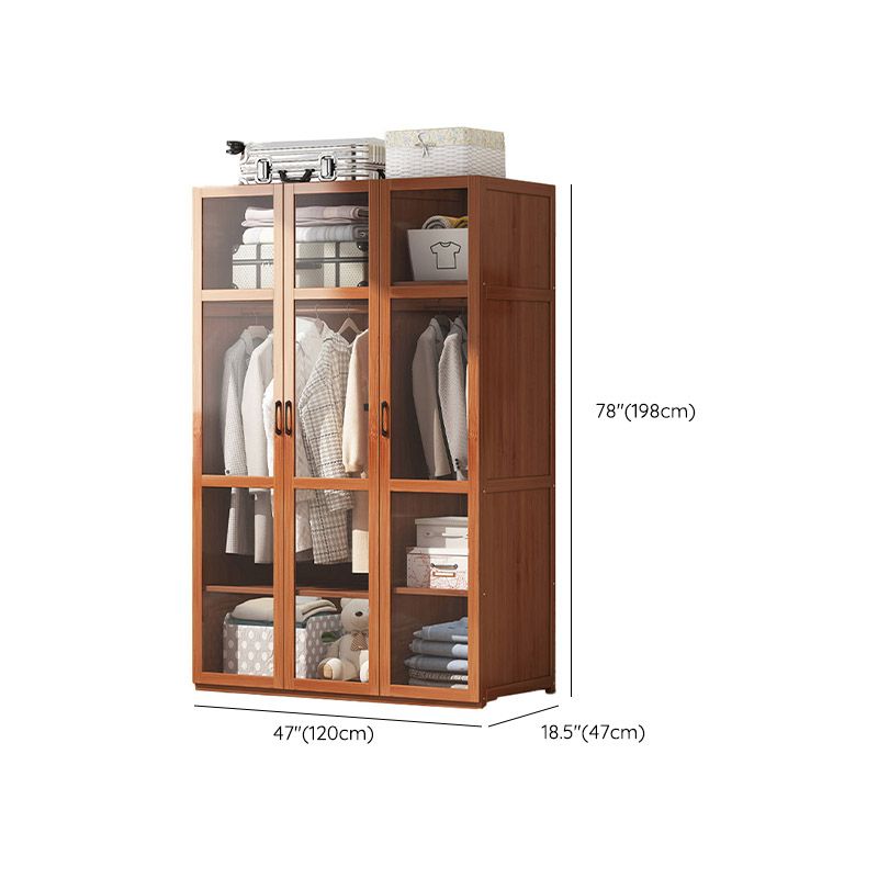 Modern Wardrobe Cabinet Solid Wood Clothes Rail Wardrobe Armoire