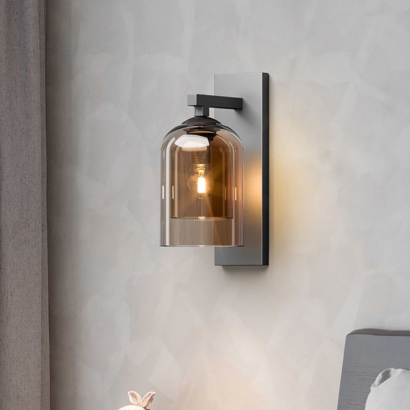 Single Contemporary Silver Glass Shape Unique Bathroom Vanity Light