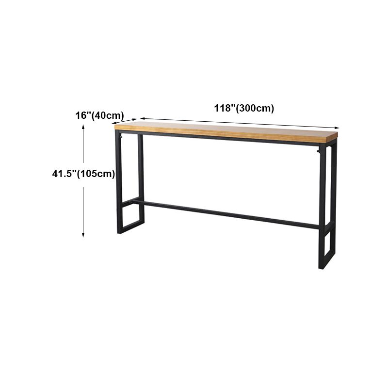 Modern Rectangle Bar Dining Table Wood Bar Height Table with Trestle Base
