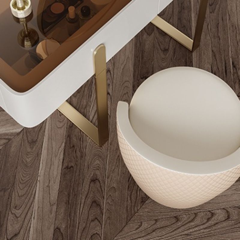 Brown Glass Top Vanity Table Glam Simple 29.53" H Dressing Table Set