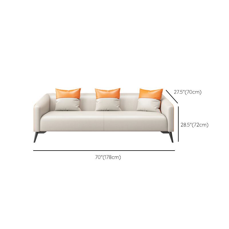 28.34" High Glam Sofa Faux Leather/Genuine Leather Tuxedo Arm Sofa