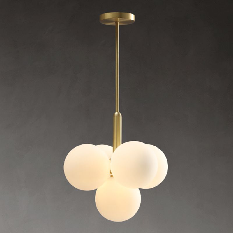 Globe -vorm kroonluchter lamp Noordse multi -licht hangend licht met glas voor slaapkamer
