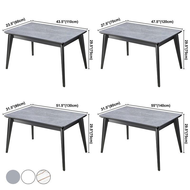 Rechteck Grauston -Esstisch gesinterte Steintisch modern mit 4 Beinen Sockel