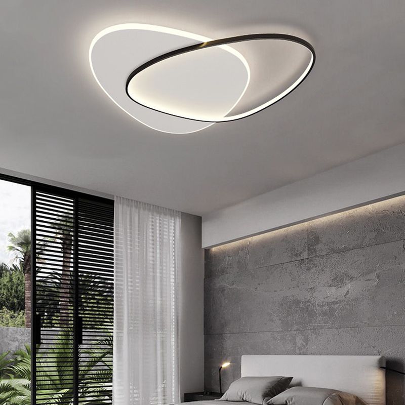 Plafonnier LED en aluminium dans un style créatif moderne, Noir et blanc acrylique oblong encastré