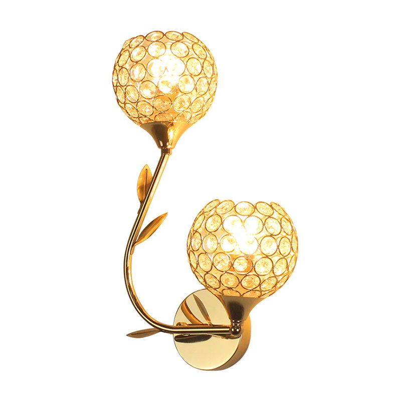 Living Room Wall Sconce Modern Golden Wall Lamp with Ball Crystal Shade