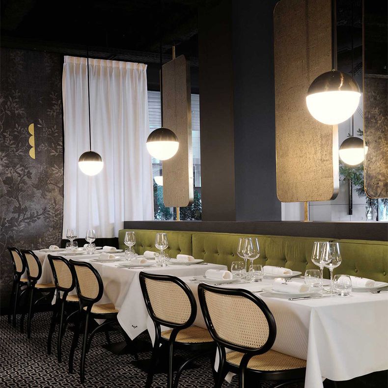 Sospensione di vetro a 1 luci a forma di sfera in bianco e nero Luce di sospensione in vetro a 1 luce per ristorante