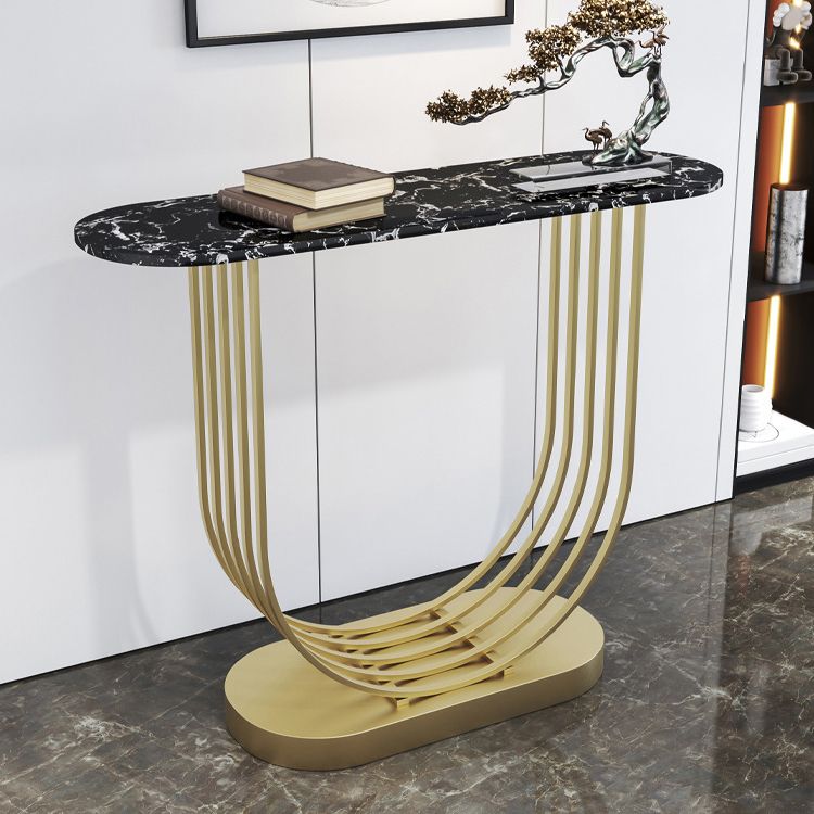 Stone Oval Console Table 1-shelf 11.81" W Accent Table for Hall