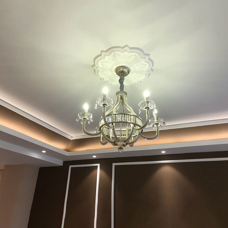 Silver Globe-Like Chandelier Luxury Modern Crystal Hanging Light for Dining Room