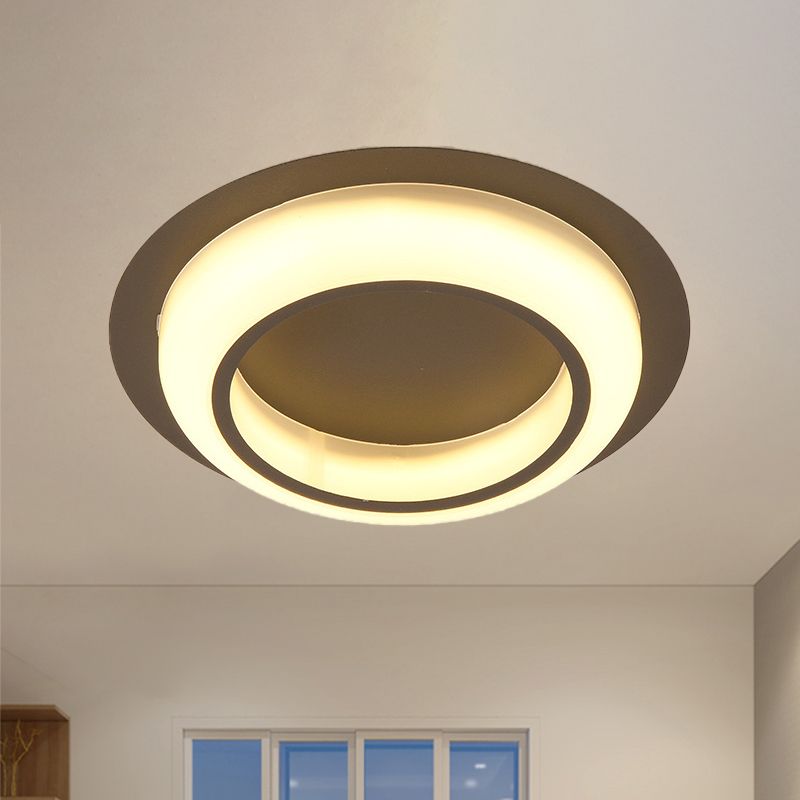 Plafonnier LED en acrylique en forme de cercle, design nordique noir/blanc/gris, luminaire encastré pour chambre à coucher
