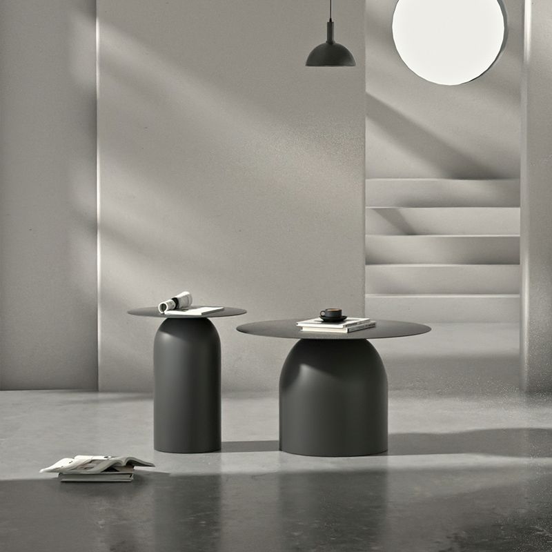 Mid-Century Modern Metal Coffee Table Round 1/2 Cocktail Table