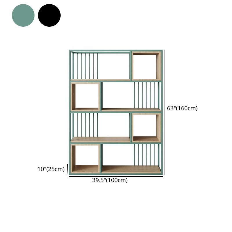 Modern Living Room Etagere Bookshelf Metal Frame Solid Wood Shelf Bookcase