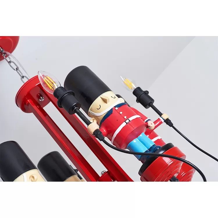 Kindergarten Candle Pendant Light with Solider Metal Modern Red Hanging Light