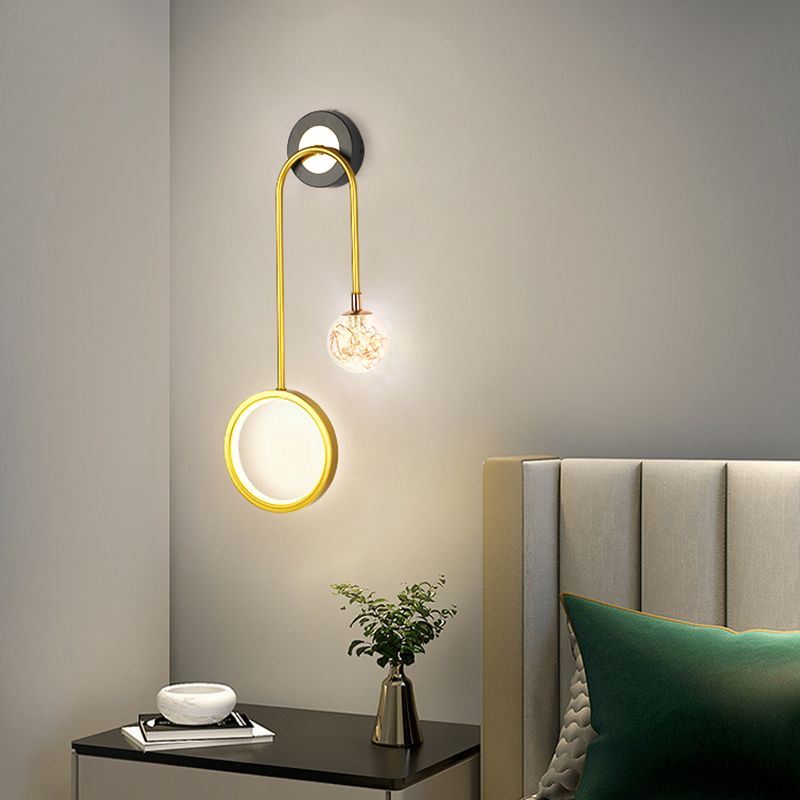 2-Light Round Wall Lighting Ideas Modern Style Metal Wall Mount Lamp