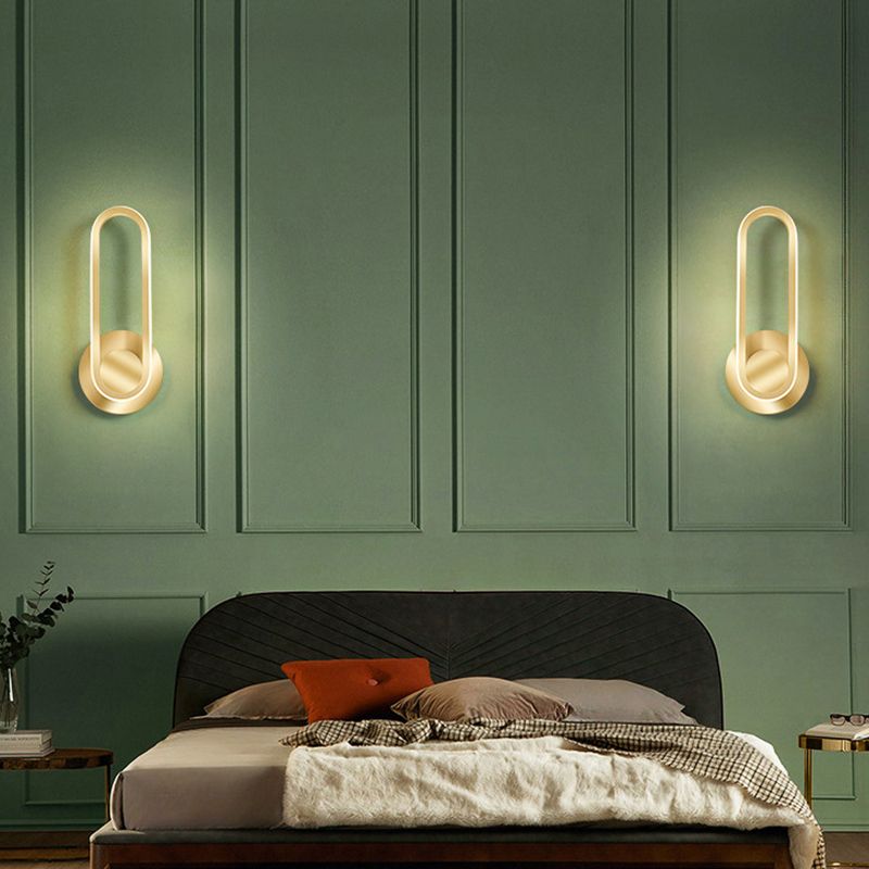 Modern Style Elliptical Shape Wall Sconce Metal 1 Light Wall Light for Bedroom