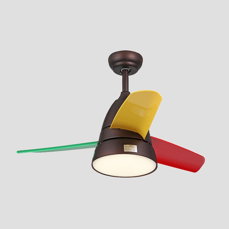 Makkaronstil konisch hängende Lüfter Leuchtmetall Kinderzimmer 26 "breites LED -Halbflush -Deckenlicht, 3 Klingen