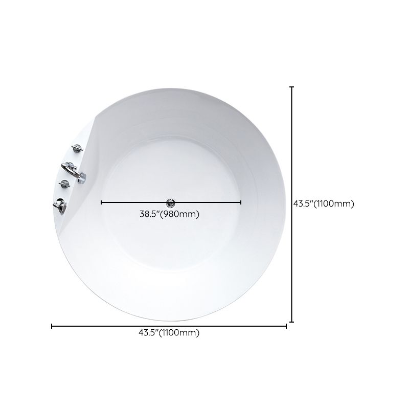 Modern Freestanding Round Bathtub Center Drain Bathroom White Tub
