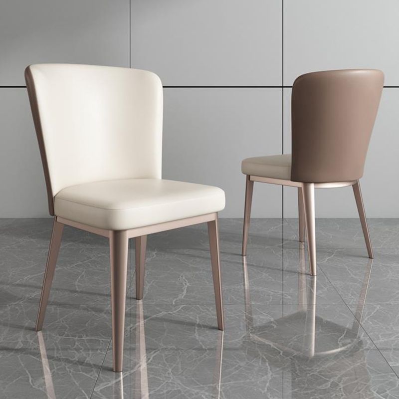 Modern Side Chair Metal Solid Back Dining Room Chair for Kitchen