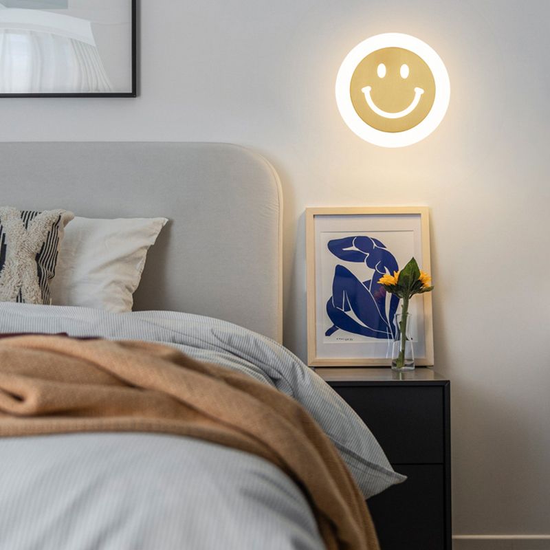 Metal Round Wall Lights Modern 1-Light Wall Light Fixture in Gold