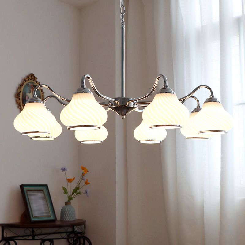 Modern Pendant Light Silver Glass Sputnik Ceiling Light for Living Room