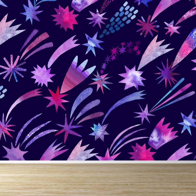Huge Outer Space Wallpaper Mural Cartoon Creative Universe Wall Covering in Bright Color