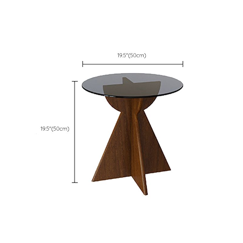 Contemporary Abstract Glass Top Round Living Room Accent Side Table