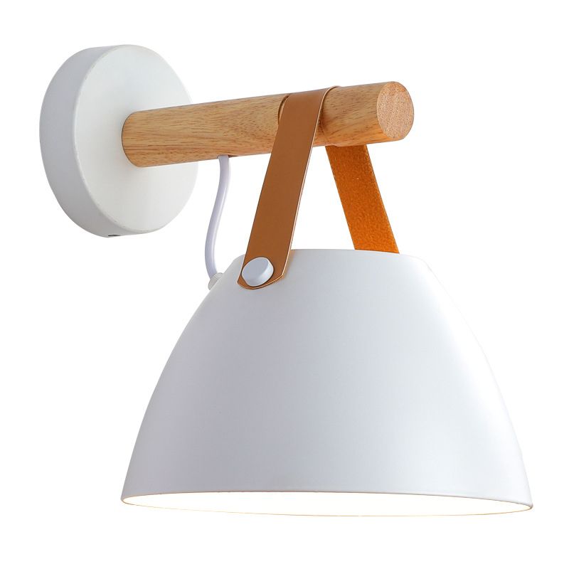 Cone Shape Metal Wall Light Industrial Style 1-Light Wall Light Sconce in White