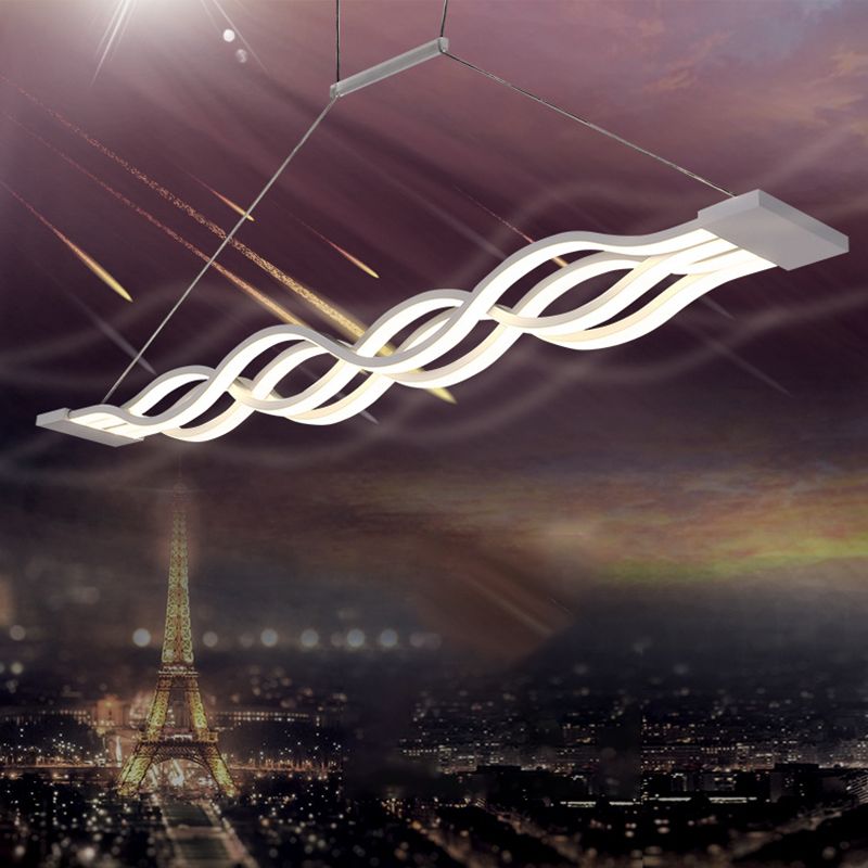 Luce dell'isola a led lineare bianca nella moderna semplicità in ferro luci a 4 luci con ombra acrilica