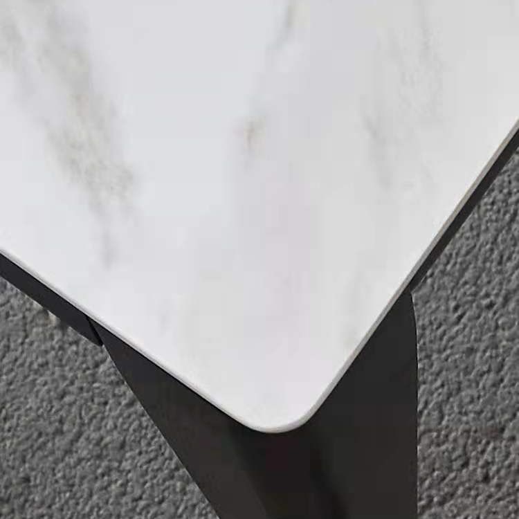 4 Legs Dining Table Industrial Stone Dining Table with Black Frame