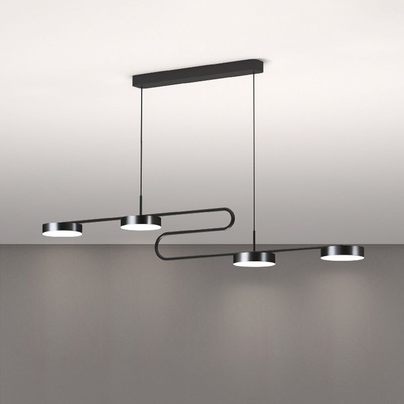4 lichte lineaire hanglampverlichting Moderne keukeneilandverlichting metalen eiland hanglampen in zwart