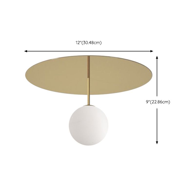 Metal Ceiling Light 1-Light Ceiling Mount Light with Glass Shade for Living Room