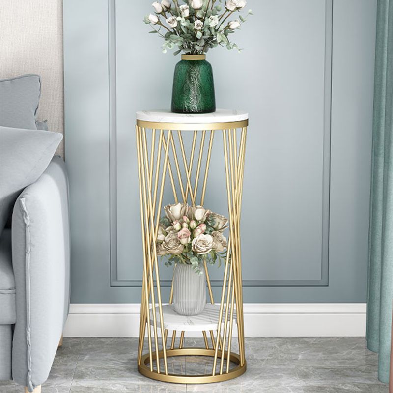 Mid-Century Contemporary Solid Marble Round/Square Frame Living Room Side End Table