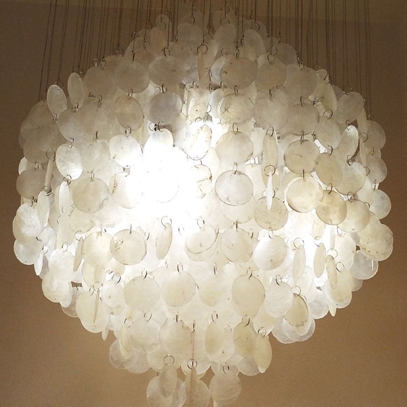 Lampada del lampadario a vento a pendente guscio nordico 19,5 "/23,5" dia 4 luci luci a sospensione del soffitto bianco
