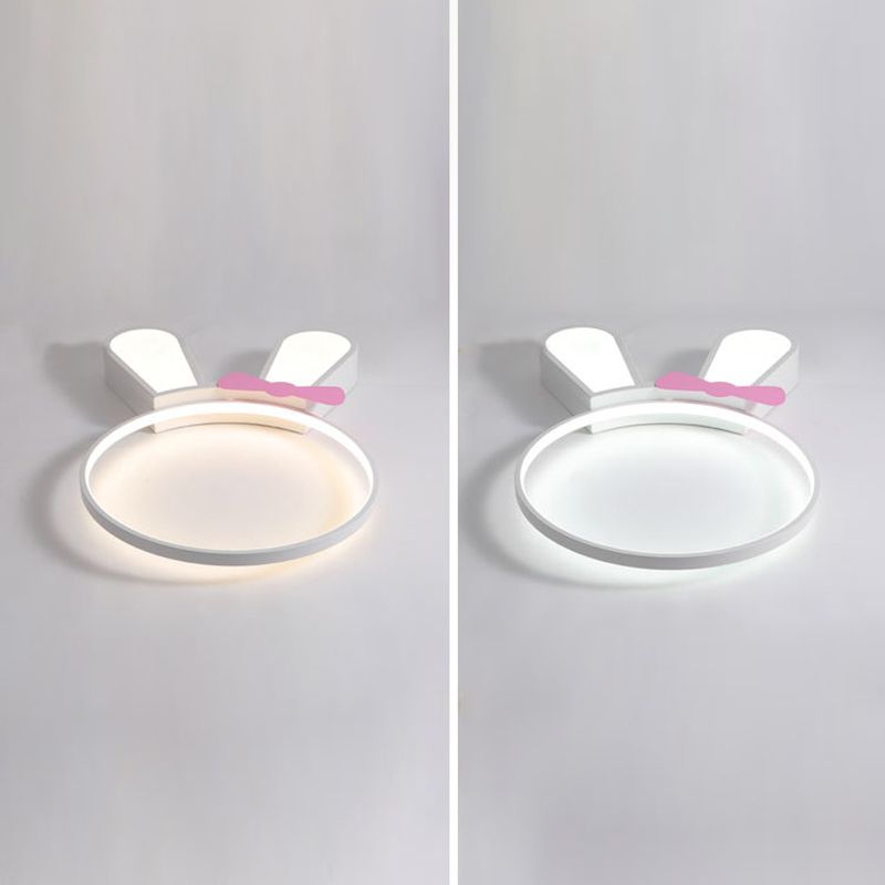 Metal Rabbit Ceiling Light Fixture Kids Style LED Flush Mount Ceiling Light
