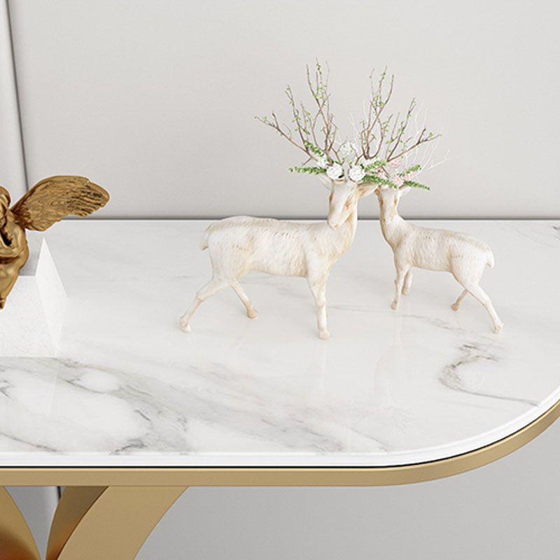 Glam Marble Console Table Half Moon Abstract 12" W Accent Table for Hall