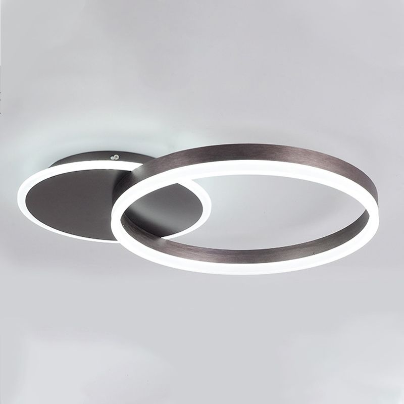Lámpara de techo LED con forma de anillo, montaje empotrado de 2 luces de aluminio moderno para dormitorio