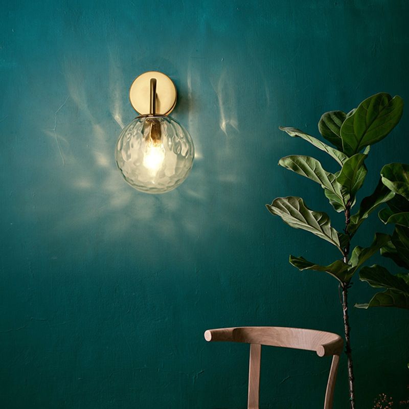 Gold Glass Wall Light Contemporary Global 1-light Wall Sconce for Bedroom