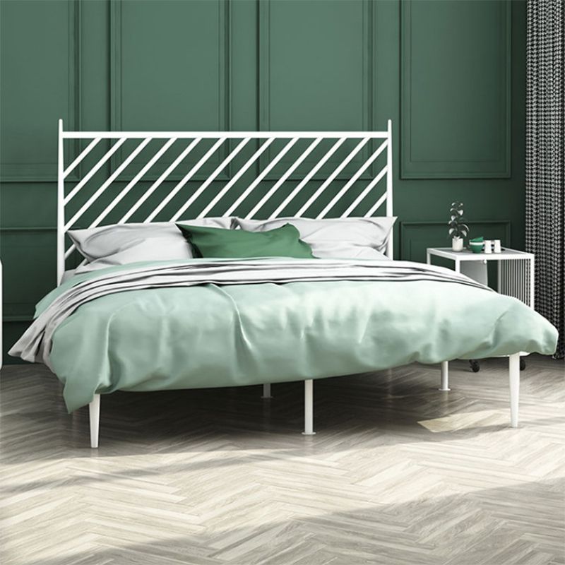 Glam Iron Base Bed with Rectangle Headboard and Metal Legs Open-Frame Bed