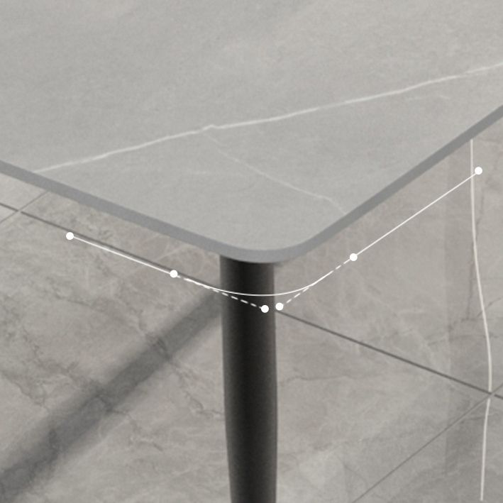 Modern Rectangle Stone Table Standard Height Dining Table with 4 Legs