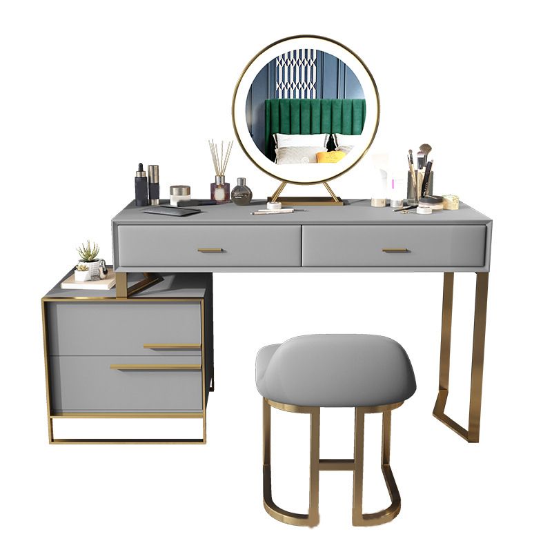 Glam Make-up Vanity Faux Leather Mirror Bedroom Makeup Vanity Set