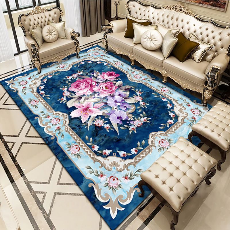 Tapis de salon multicolore Americana Floral Pattern Tappet Synthetics Easy Care Tapis sans glissement