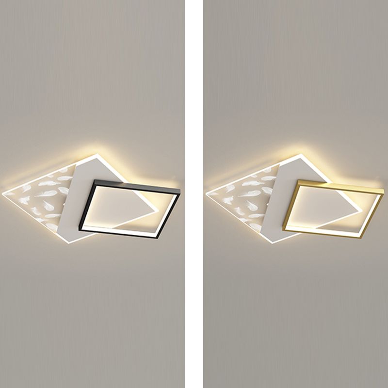 Rechthoekige LED-plafondlamp van acrylveer in moderne, minimalistische stijl, smeedijzeren inbouwmontage voor binnenruimtes