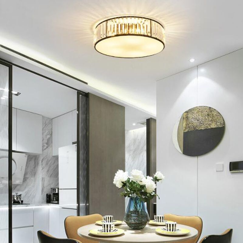 Soporte de techo de LED de cristal cilíndrico en estilo conciso moderno Luz de techo de hierro forjado con sombra acrílica