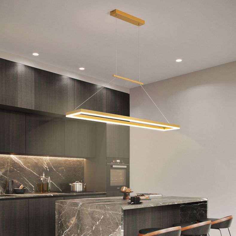 Rectangle island lighting Modern Kitchen Island Lighting Metal 1 Light Pendant Lighting in Gold