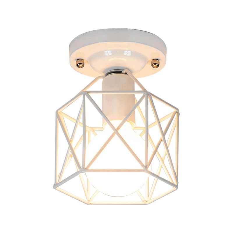 Plafonnier à cadre métallique blanc/rose/vert, minimalisme, 1 lumière, plafonnier encastré pour vestiaire